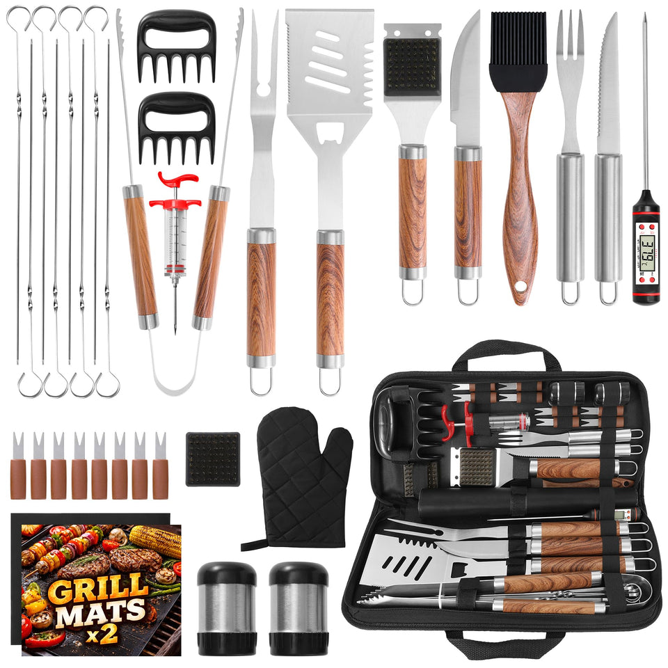 Kaluns 35pc BBQ Tools Set in case for organized backyard grilling