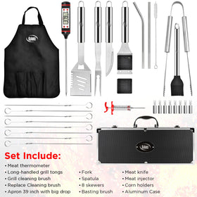 Kaluns grill brush and tongs for efficient flipping and cleaning