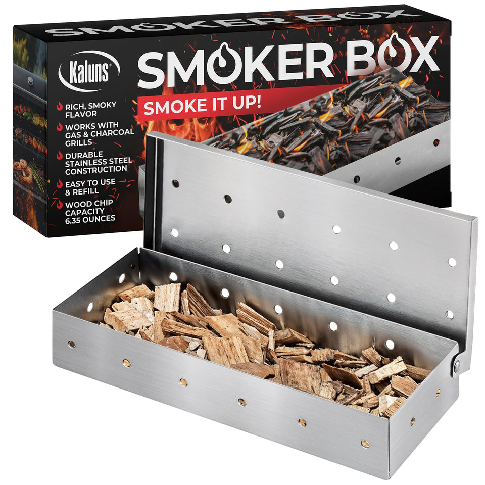 Kaluns smoker box under grill for even smoky flavor