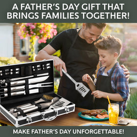 Kaluns tongs, fork, and knife set, ideal for precise grilling and flipping.