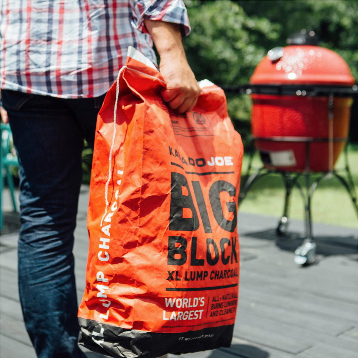 Kamado Joe Big Block XL hardwood blend delivers robust flavor and steady burns for low and slow cooking