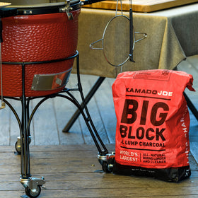 Kamado Joe Big Block XL charcoal on grill searing creates high-heat for seared steaks and juicy results