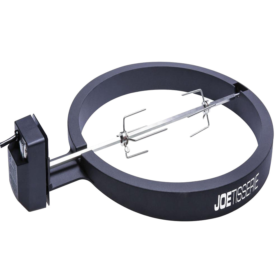 Kamado Joe JoeTisserie attached to a classic 18-inch grill for versatile roasting