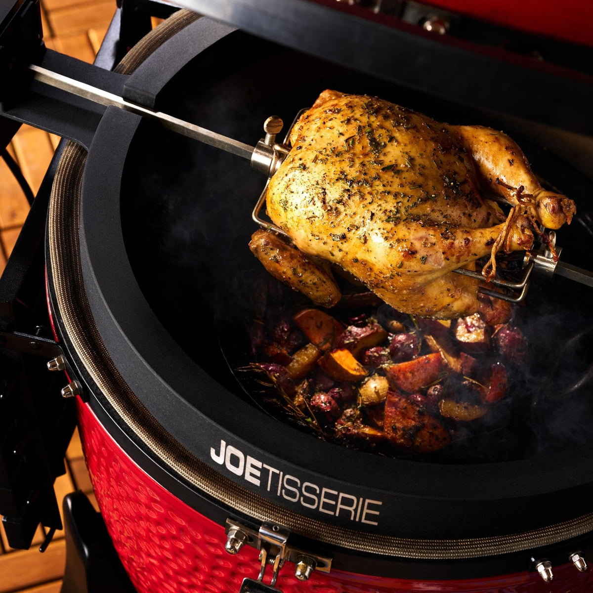Kamado Joe JoeTisserie quiet motor spins smoothly for consistent cooking