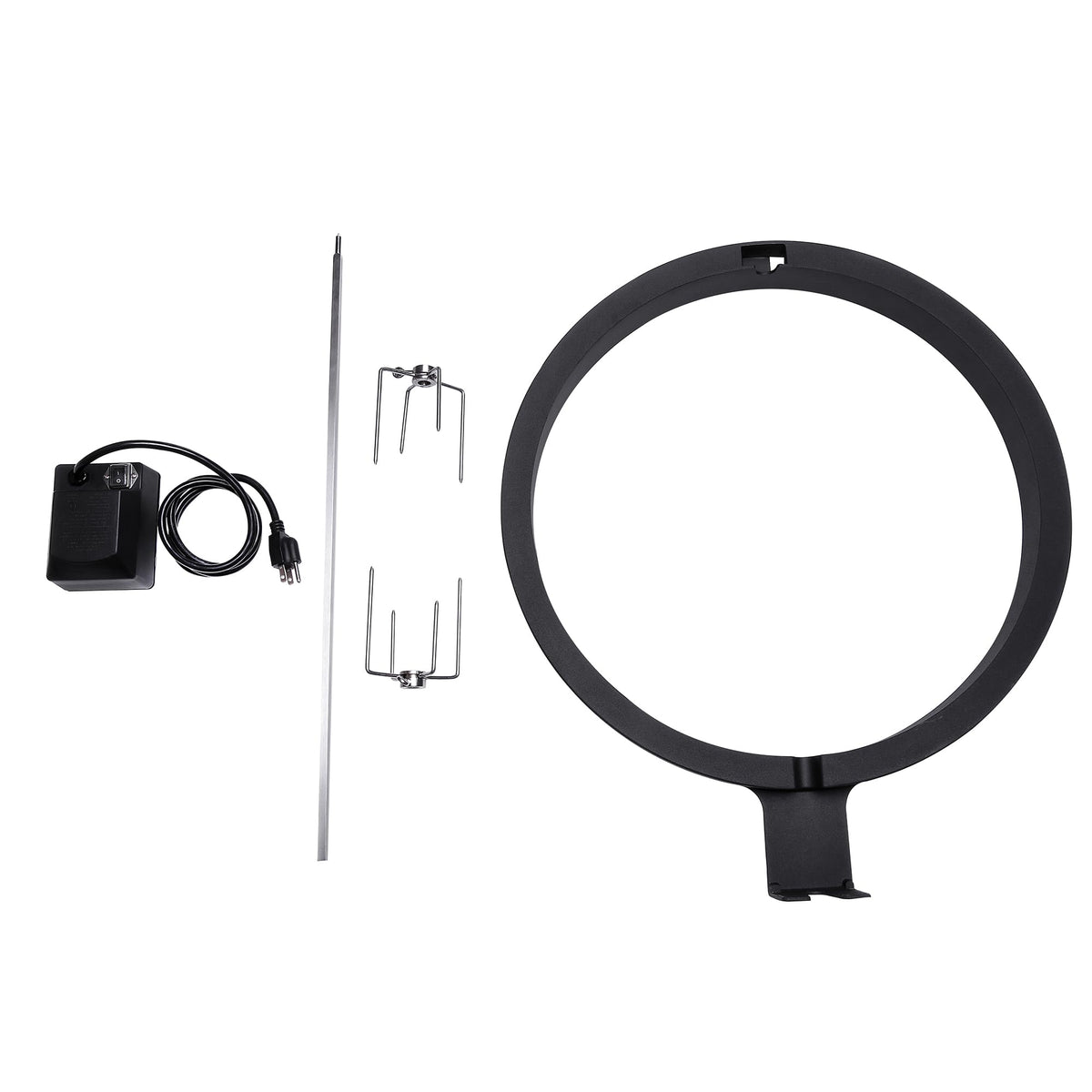 Kamado Joe JoeTisserie stainless spit rod enables durable, even roasting on large cuts