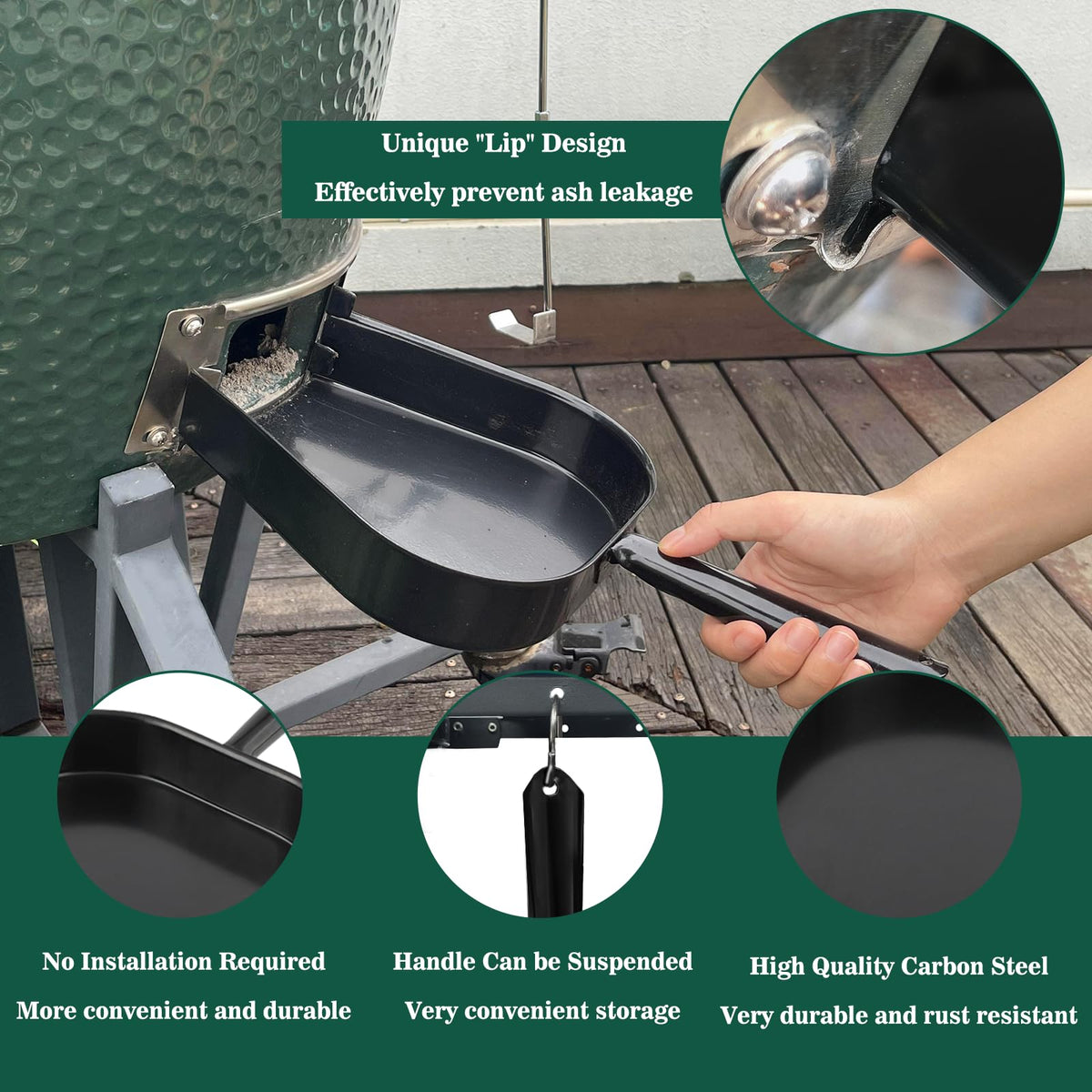 KAMaster ash rake bent-end design pulls ash forward efficiently.
