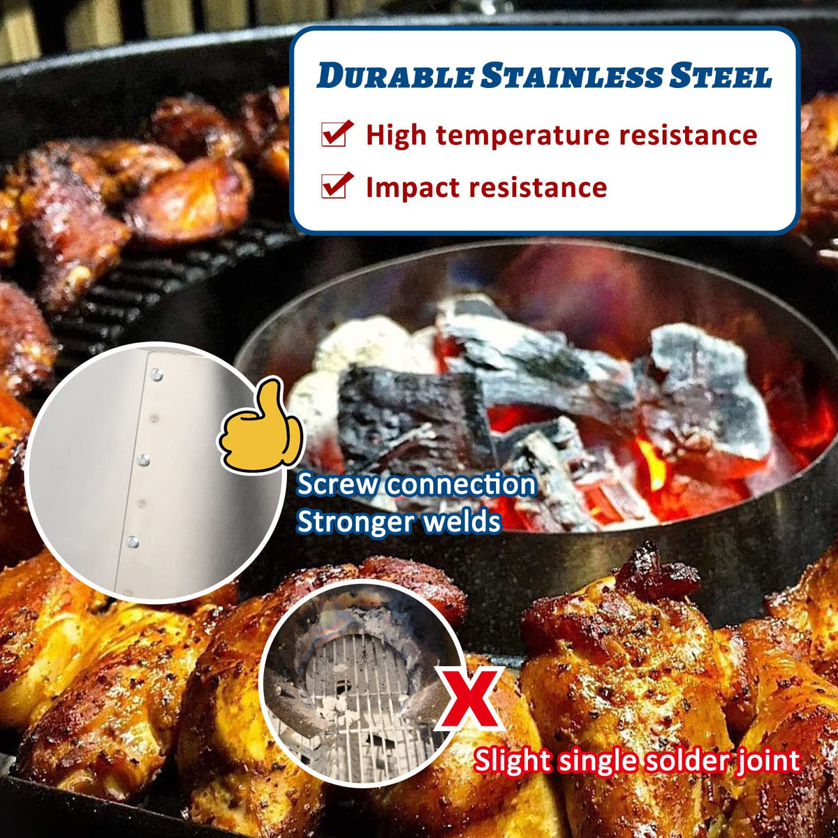 KAMaster whirlpool directing indirect heat around meat for even cooking
