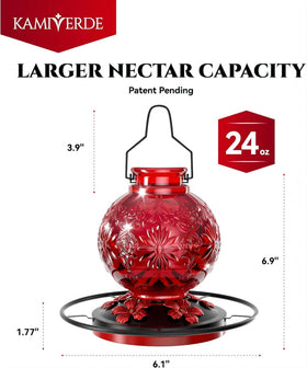 Kamiverde bright red glass design enhances garden decor and bird joy