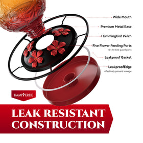 KAMIVERDE leak-proof seal on the glass feeder reduces drips and mess.