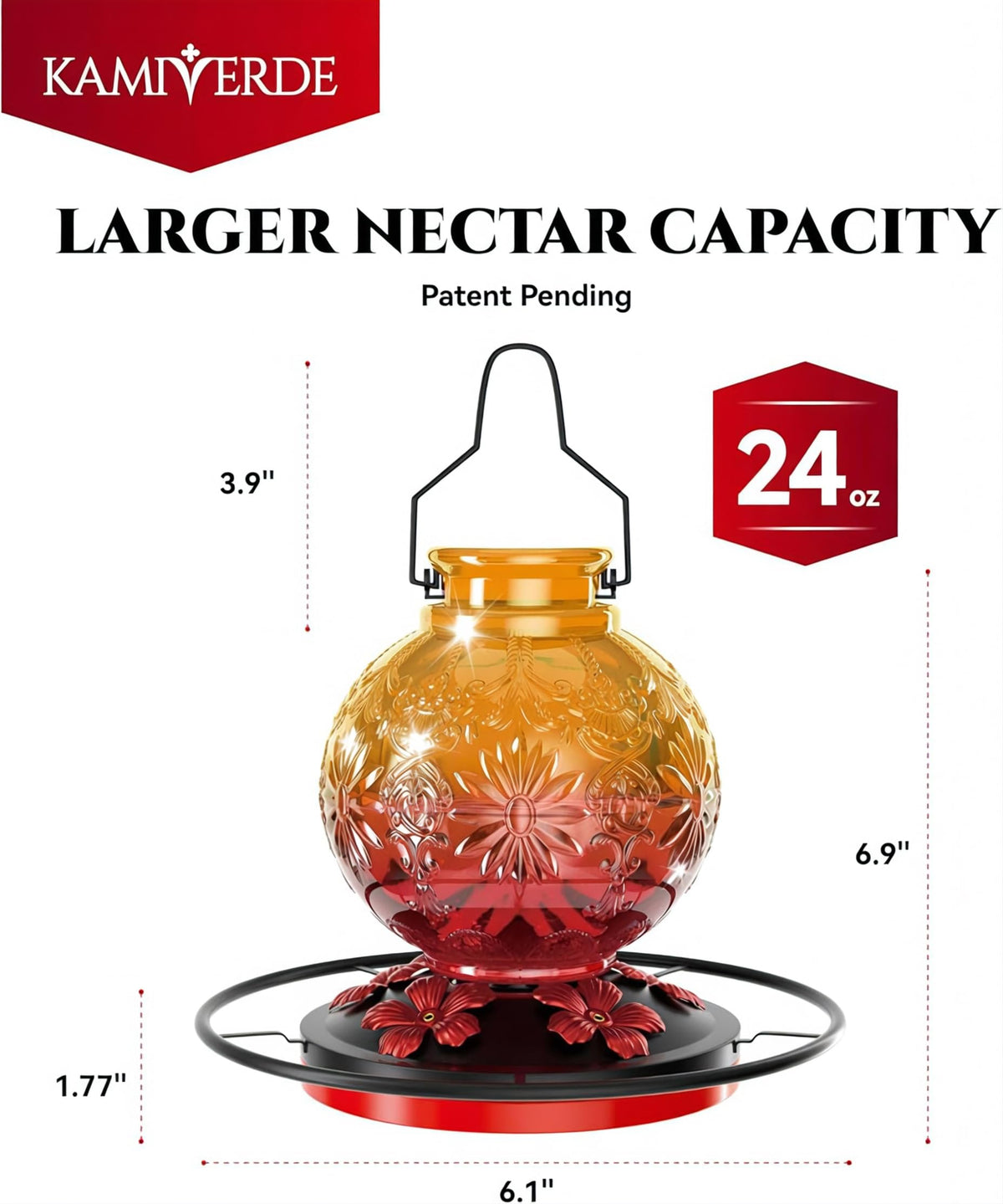 KAMIVERDE feeder with circular perch and five ports for comfortable feeding.