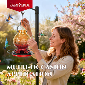 KAMIVERDE outdoor hanging feeder enhances patio garden bird watching.