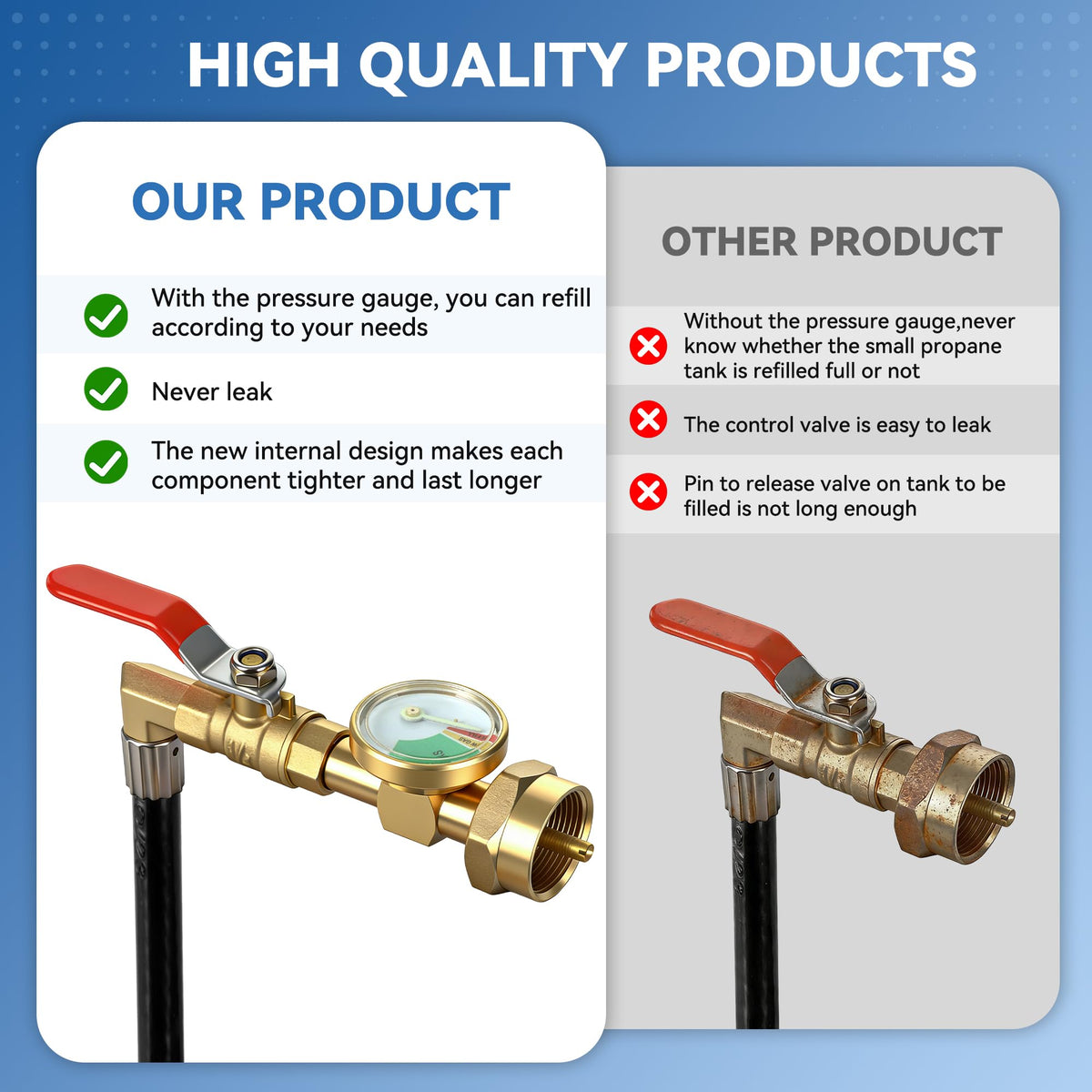 Kamnowal brass construction ensures durability in outdoor refilling tasks.