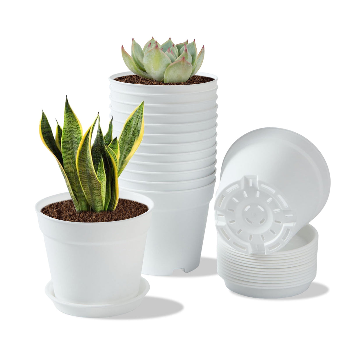 KANBIT 14-pack 4-inch plant pots with drainage for healthy indoor or outdoor plants.