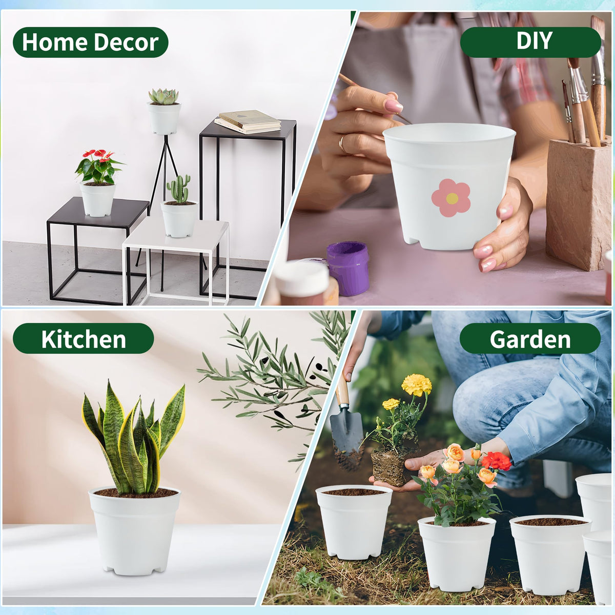 KANBIT indoor-outdoor pots suit balconies, windowsills, or party decor.