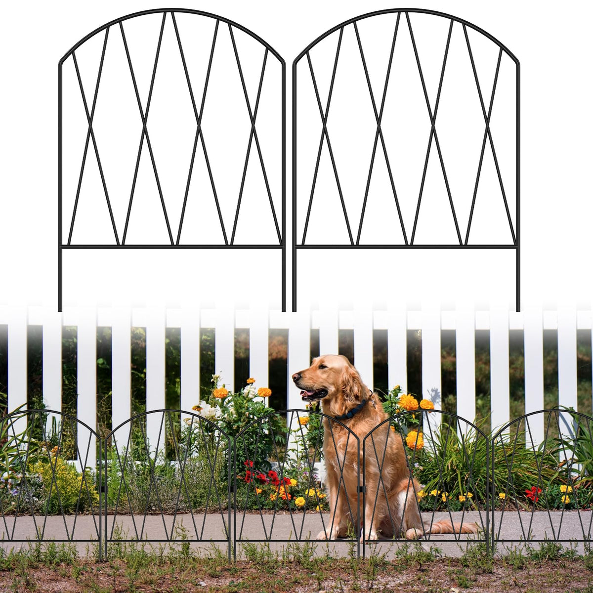 KANEODOT arch fence panels frame garden borders while protecting plants.