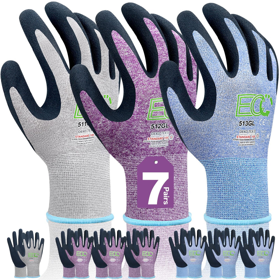 KANGLONGDA women's gardening gloves in purple coating for durable grip