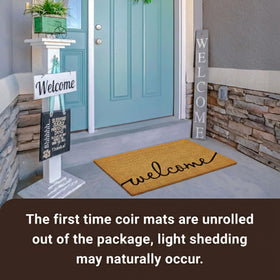 Dirt-scraping action of KANKUN coco coir door mat in use