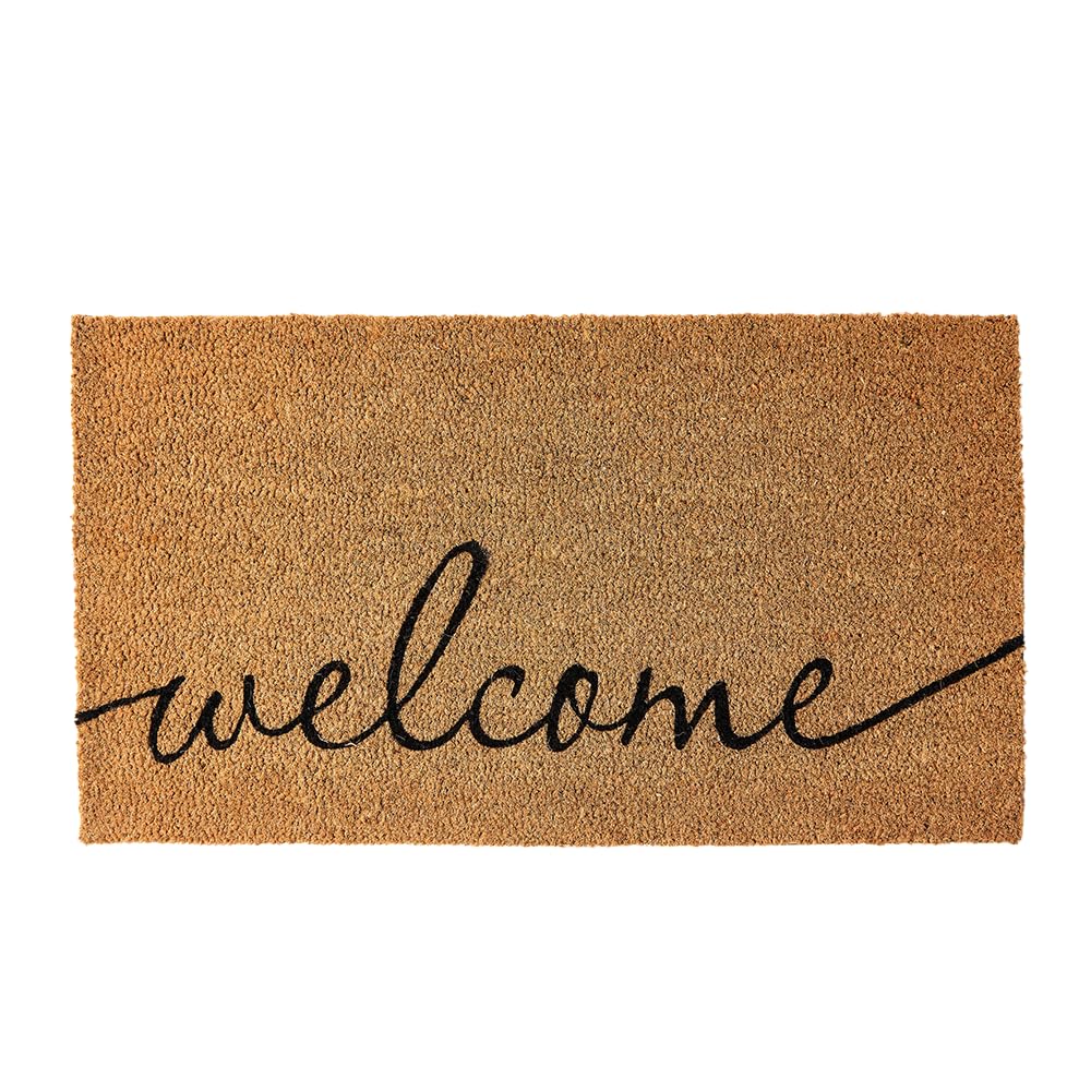 KANKUN Coco Coir Door Mat front view, durable 17x30 for busy entrances.