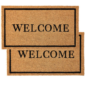 KANKUN Coco Coir Door Mat front view shows natural fibers ideal for scraping dirt at the doorstep.