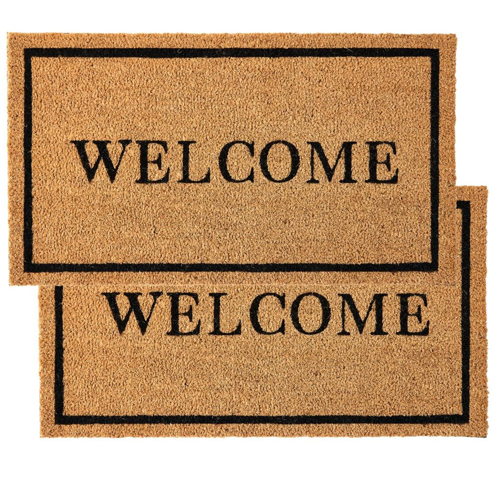 KANKUN Coco Coir Door Mat front view shows natural fibers ideal for scraping dirt at the doorstep.
