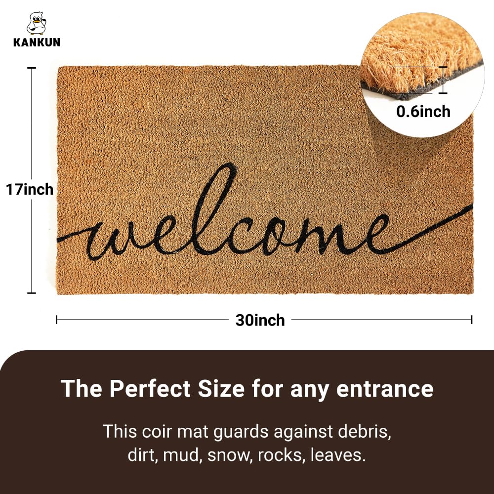 KANKUN coco coir doormat 17x30 suited for exterior entry