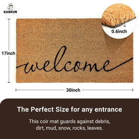 KANKUN Door Mat with heavy backing provides stable footing at entry.