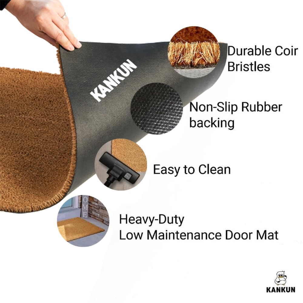 KANKUN coco coir mat showing 17 x 30 inch dimensions for wide doors