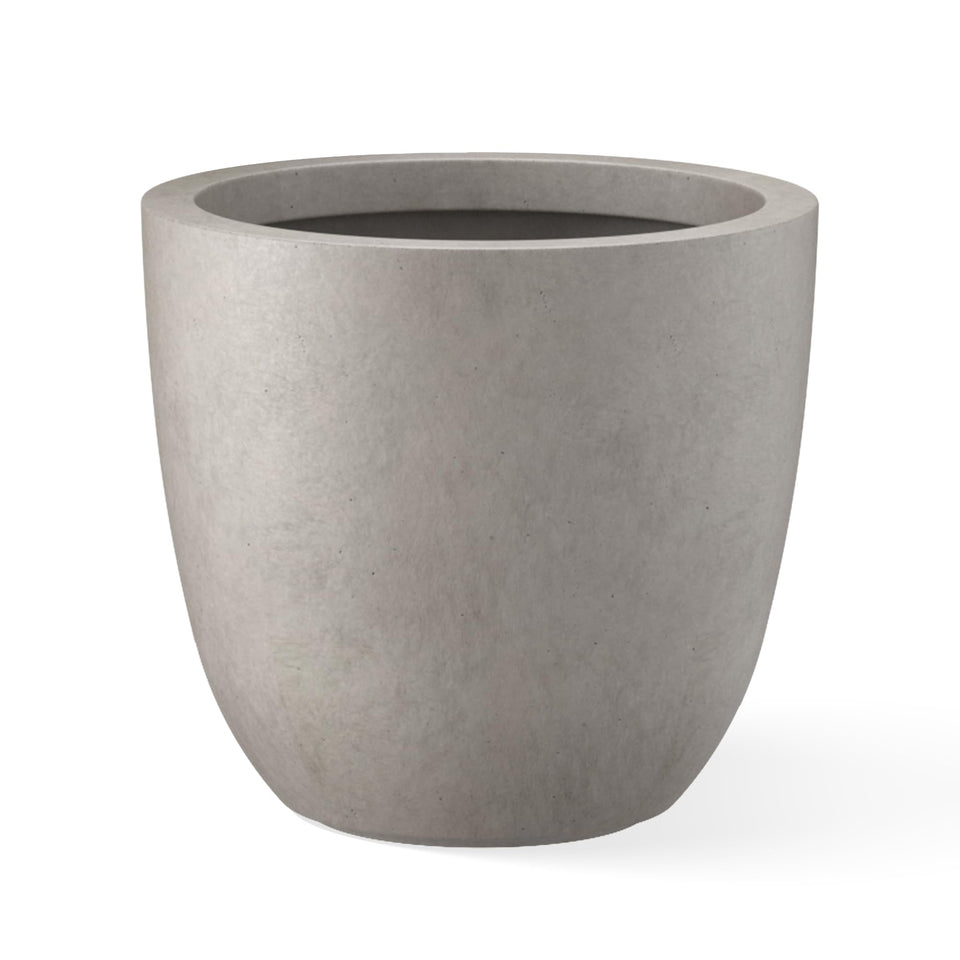 Kante 10-inch round concrete planter front view, ideal for indoor or outdoor decor