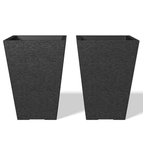 Kante 14-inch tall planter set of 2 in black for durable outdoor use.