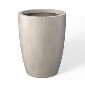 Kante 18.1in round concrete planter with pores for modern spaces.