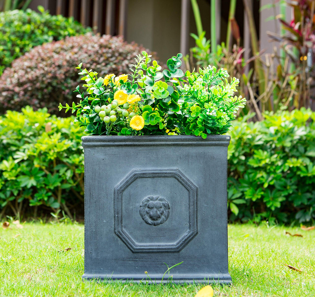 Kante square antique-gray 12.6-inch planter emphasizes lightweight versatility for patios