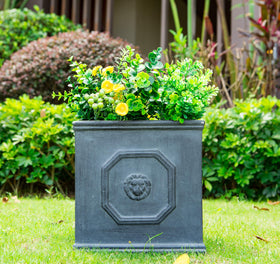 Kante square antique-gray 12.6-inch planter emphasizes lightweight versatility for patios