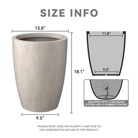 Kante planter with drainage hole and rubber plug for indoor or outdoor use.