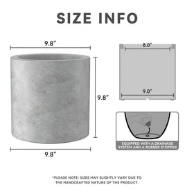 Kante round concrete planter side view highlighting its cylindrical shape.