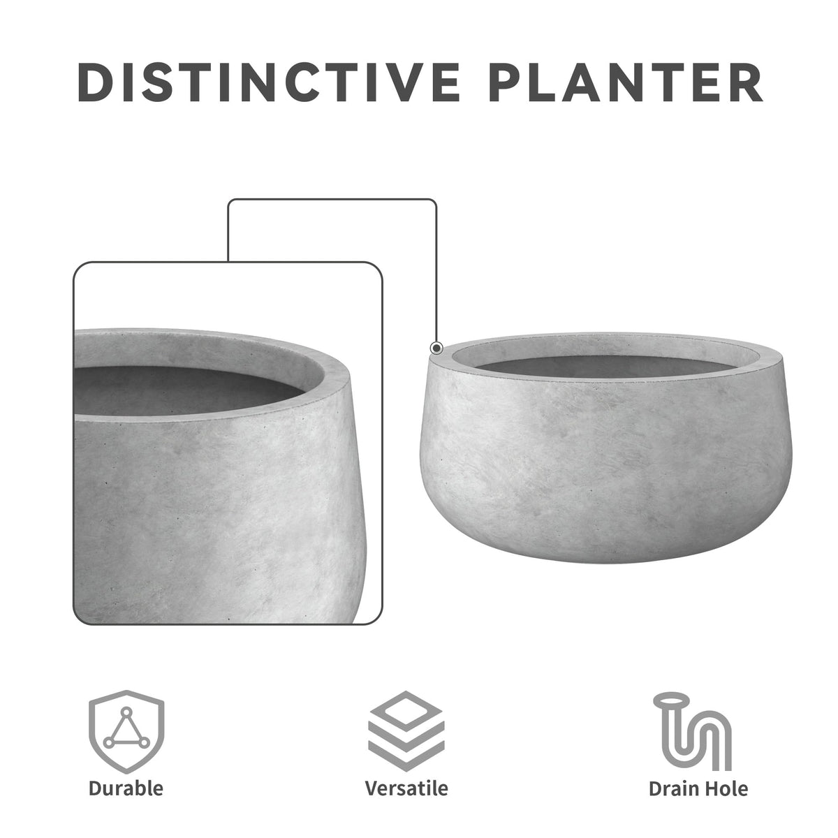 Kante durable planter resists UV and harsh weather.