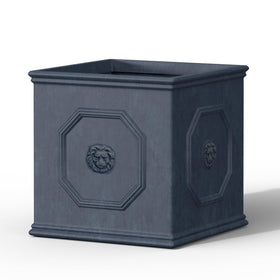 Kante square lion head planter with embossed detail for elegant outdoor display