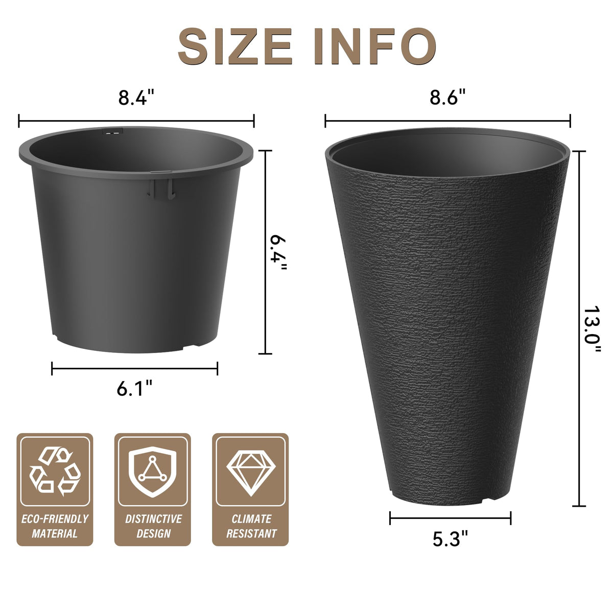 Kante tall round planter highlighting spacious capacity for healthy plant growth.