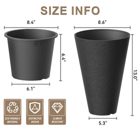 Kante tall round planter highlighting spacious capacity for healthy plant growth.