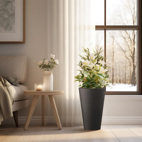 Kante planter features a textured surface as a modern decor accent.