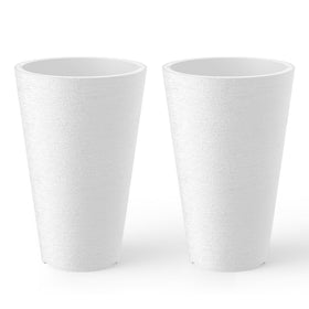 Kante tall round planter set of 2 in white for durable outdoor display.