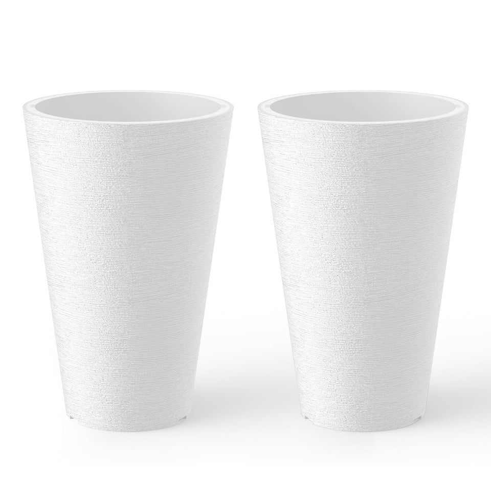 Kante tall round planter set of 2 in white for durable outdoor display.