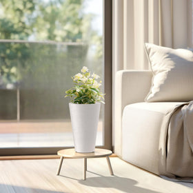 Kante tall round planter white textured surface for modern spaces.