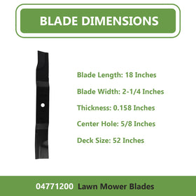 KANXAJJY 52in deck lawn blades for smooth, efficient cuts