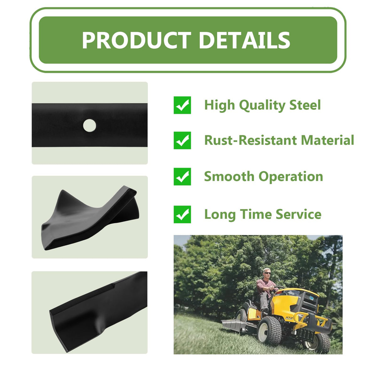 KANXAJJY powder coated steel blades resist rust for longer outdoor use.