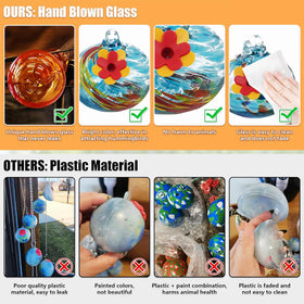 Kapihi glass ball feeder features fade-resistant colors for lasting charm.