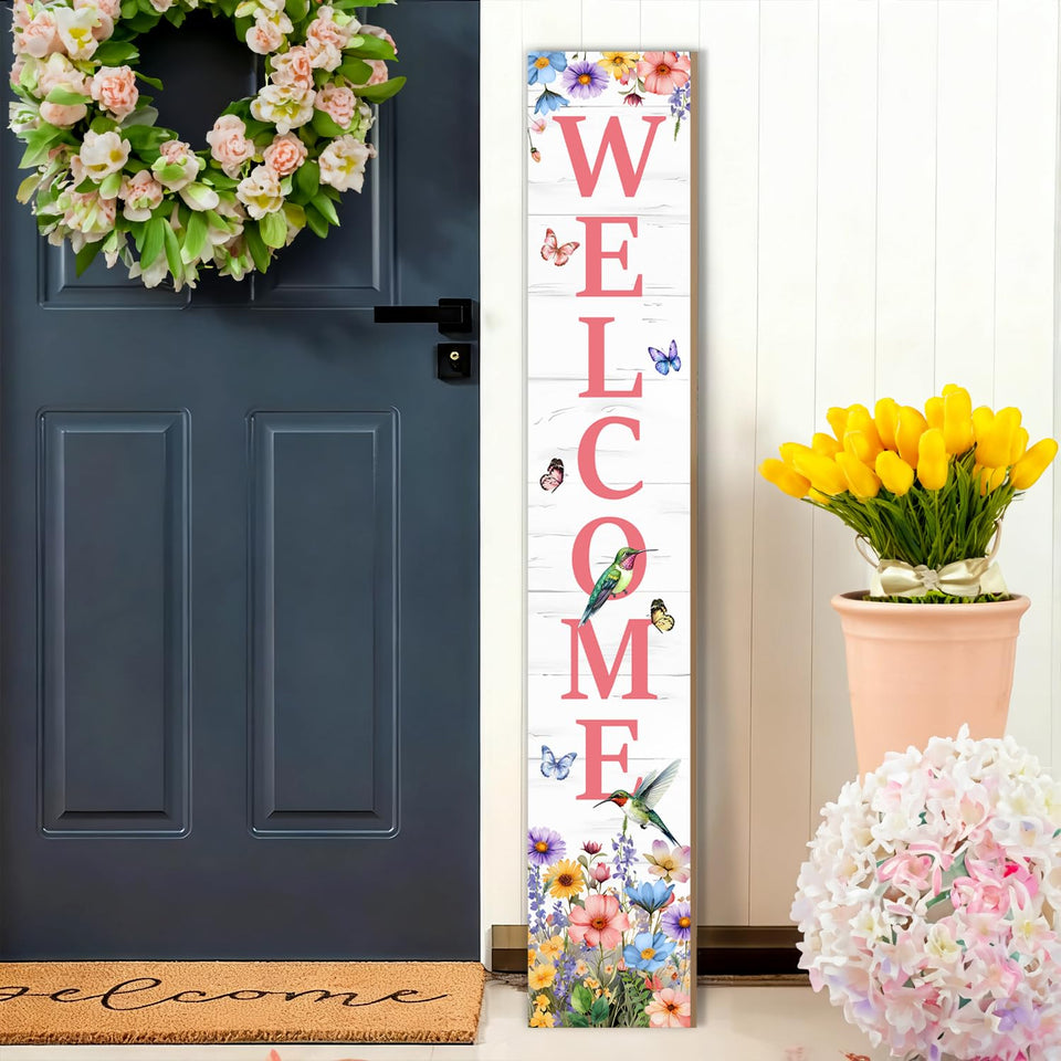 KAPLIPE hummingbird welcome sign on the front porch boosts curb appeal.