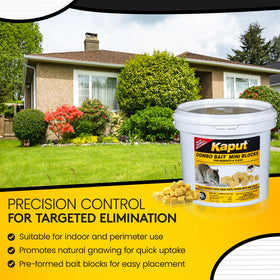 Kaput Combo Bait Mini Blocks indoor placement shows discreet rodent control.