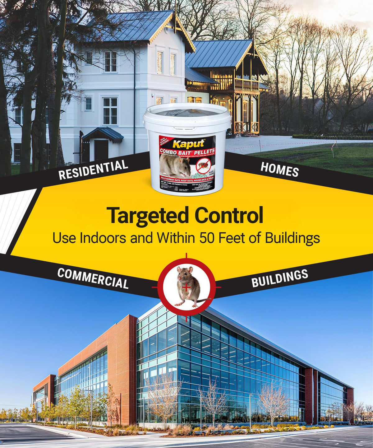 Kaput Combo Bait Pellets help control rodents in garages, basements, and sheds.