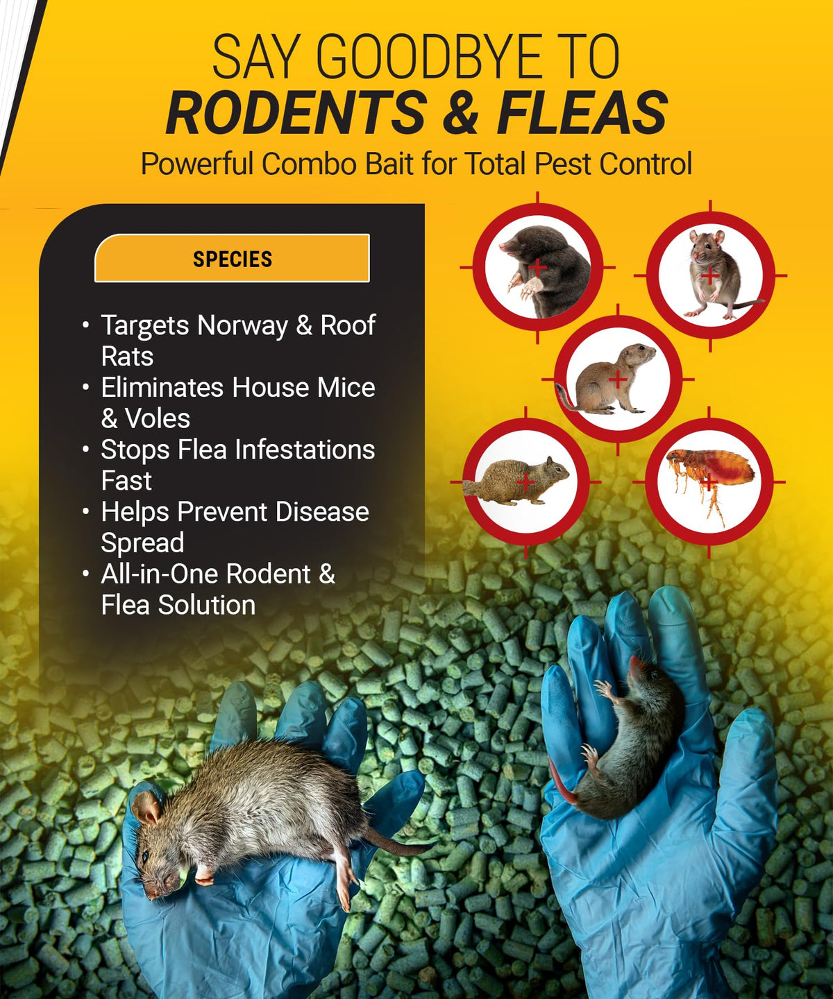 Kaput Combo Bait Pellets in tamper-resistant stations protect children and pets.