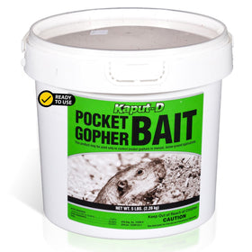 Kaput-D Pocket Gopher Bait bucket front for quick, ready-to-use gopher control.